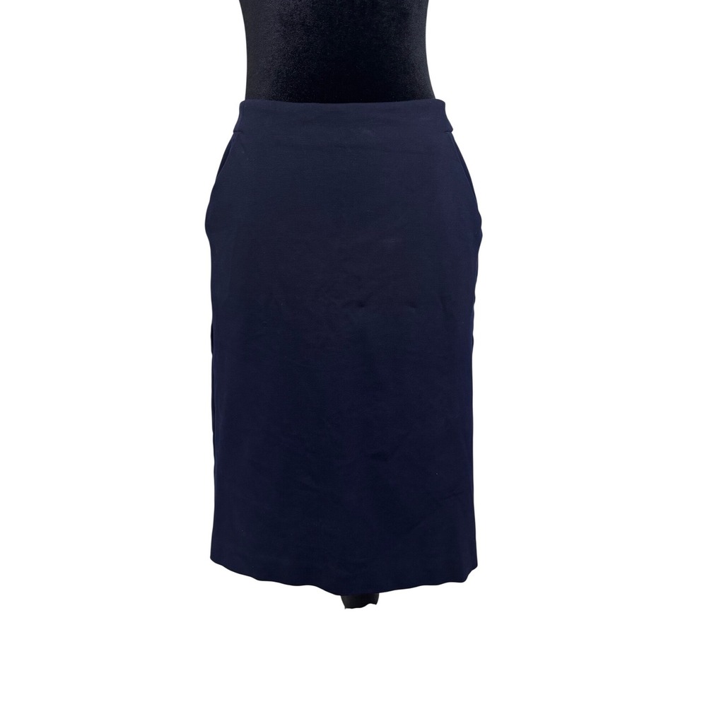 A New Day Pencil Skirt Womens 6 Navy Blue Excellent Back Zip Pockets Midi